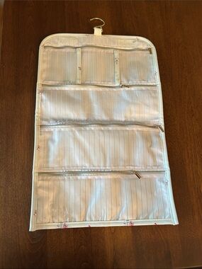 Hanging White Jewelry and Accessory Organizer with Zip Pockets